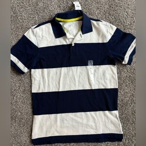GAP Kids Boys Polo Blue And White Rugby Stripes Short Sleeve  Size‎ XL
